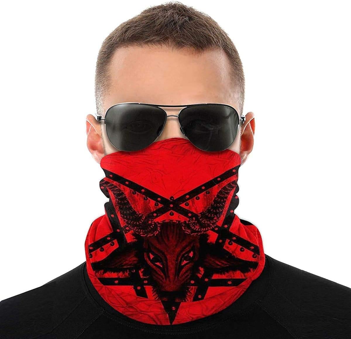 Red Satan Baphomet Satanic Pentagram (2) Neck Gaiter Summer Cooling