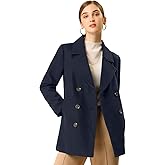 Allegra K Women's Winter Coats Long Sleeve Lapel Mid-thigh Outerwear Double Breasted Pea Coat