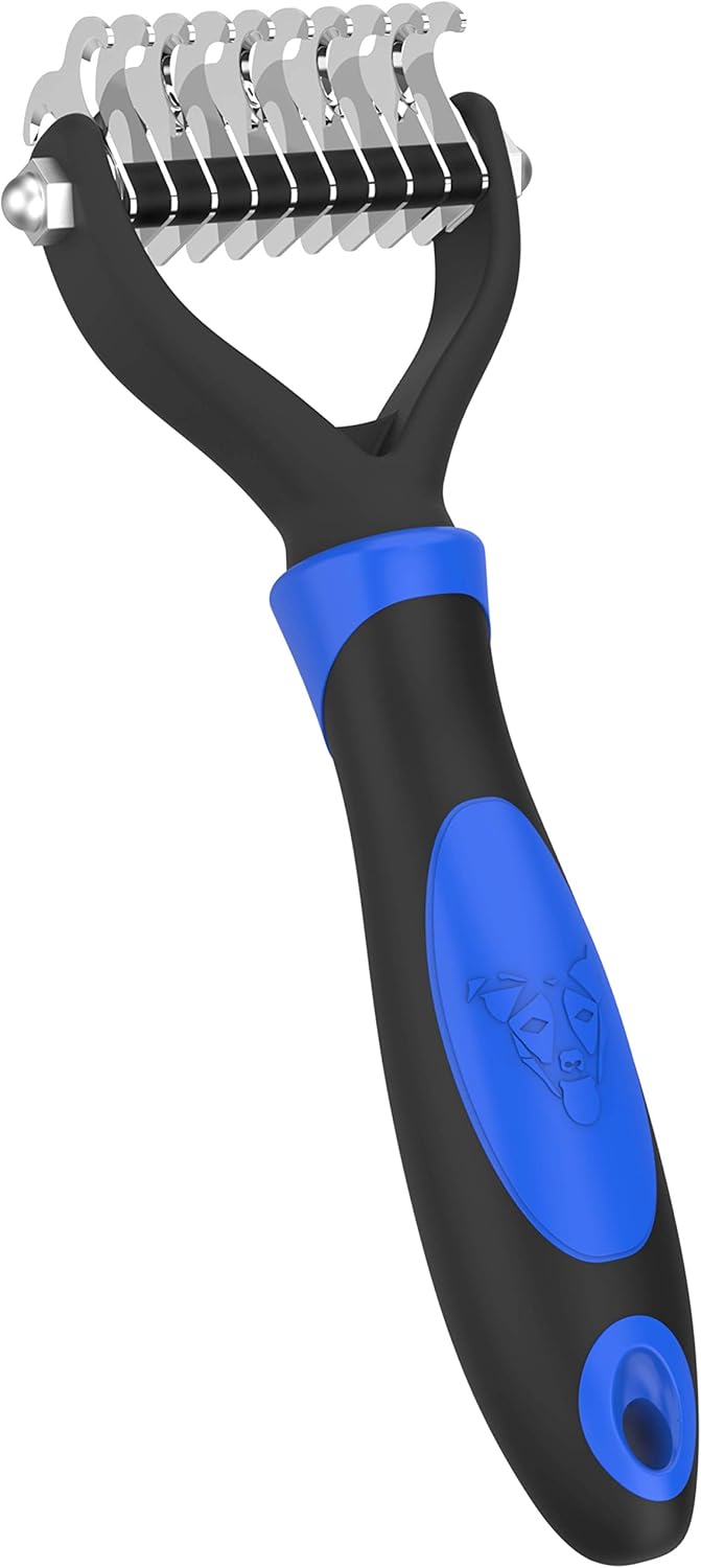 DEZENDO Unterfellbürste für Hunde & Katzen mit MITTEL- bis LANGHAAR | Tierhaarbürste gegen Verknotungen | Perfekte Fellpflege mit der Katzenbürste & Hundebürste Unterwolle | Easy Groom Fellbürste