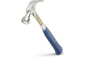 ESTWING Hammer - 16 oz Curved Claw with Smooth Face & Shock Reduction Grip - E3-16C,Silver