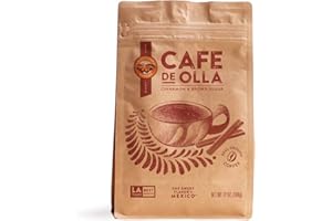 Café De Olla Ground Coffee, 12 Ounce, Cinnamon and Brown Sugar Spiced Mexican Dark Roast Coffee by La Monarca Bakery