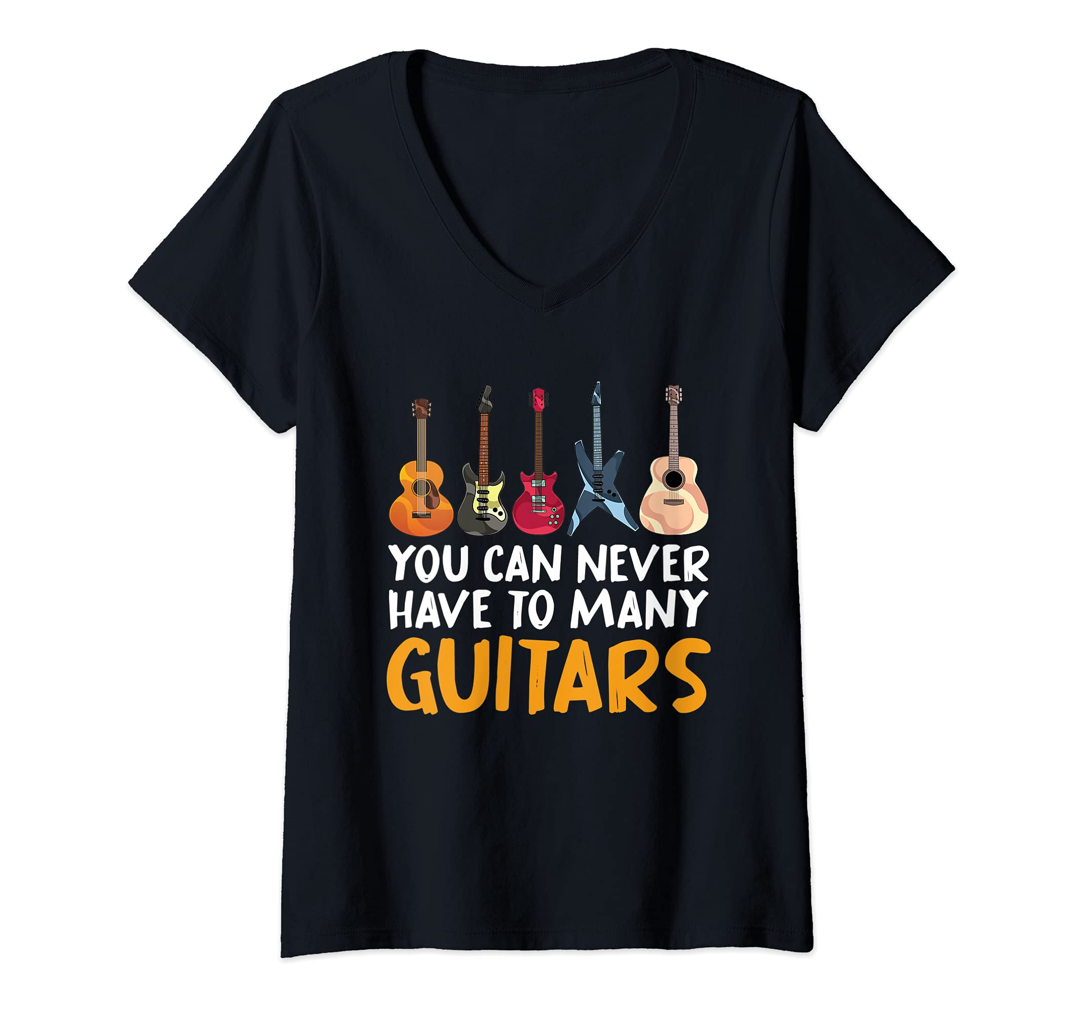 Womens Funny Guitarist Acoustic Guitar Musician Electric Guitar V-Neck T-Shirt