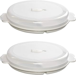 2er Set Mikrowellen Teller Vorrats Dose Aufbewahrung Geschirr zum erhitzen, einfrieren mit 3 Fach Aufteilung Deckel mit Belüftung und Zeitanzeiger BPA frei sehr stabil und bruchsicher