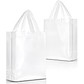 Nush Nush Shiny White Gift Bags Medium Size – Set of 12 Reusable White Gift Bags With Handles - Perfect Goody Bag for Wedding Favors, Holidays, Christmas, Birthday, Business, Events – 8Wx4Dx10H