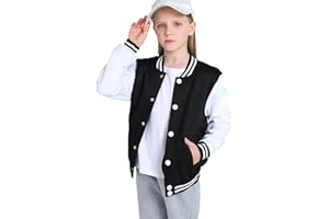 NICNZQI Kids Varsity Jacket Girls Boys Baseball Jacket Bomber Coat School Uniform with Pocket