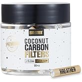 Breather - 50 pcs Super Slim 5.3MM Coconut Activated Charcoal Filters with Ceramic caps