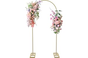 Queension 6FT Arch Backdrop Stand, Metal Wedding Arch Stand for Ceremony, Backdrop Stand Arch Frame with Base for Birthday Party Baby Shower Balloon Arch Decorations, Gold