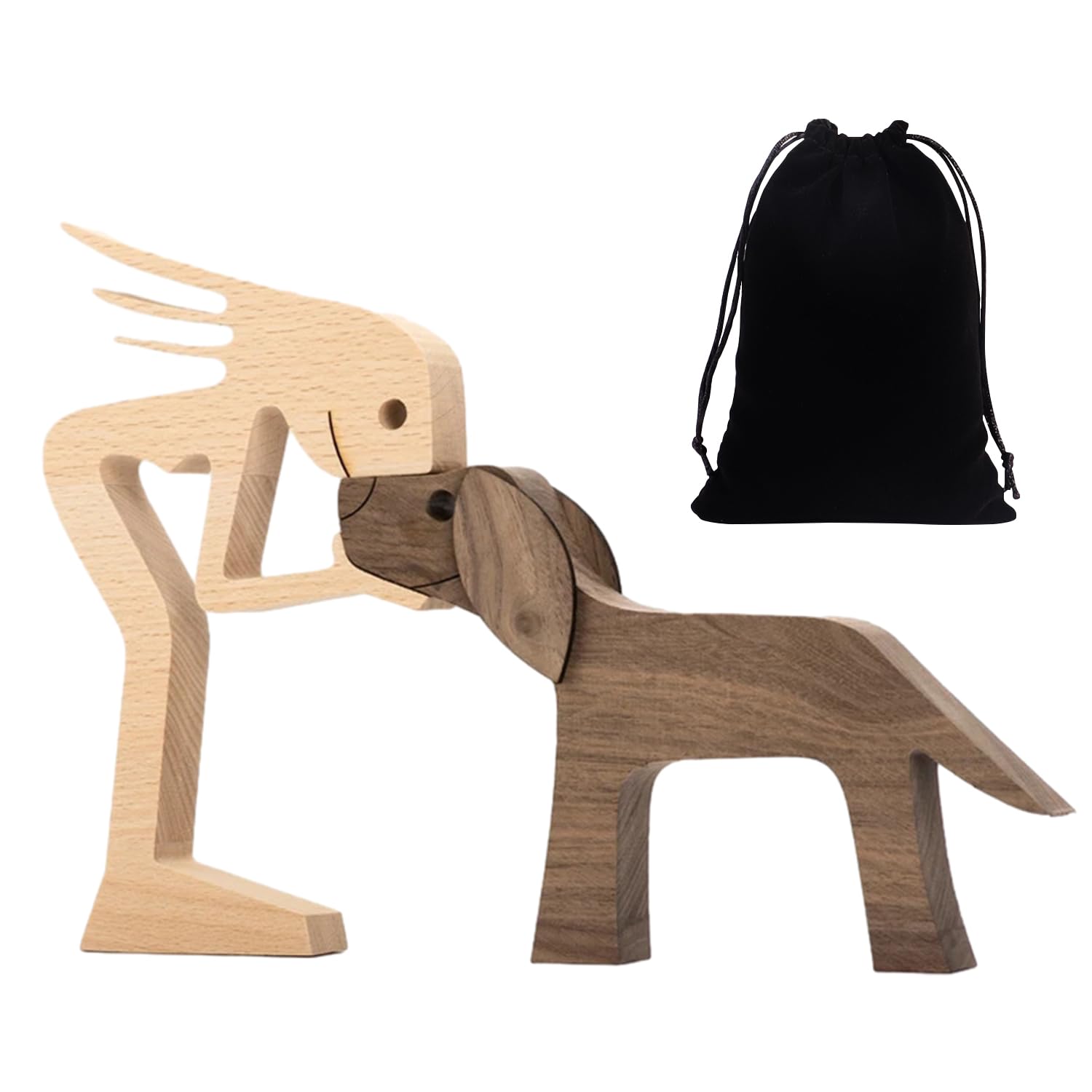 1 Piece Of Carved Dog Wood Frame Ornament And 1 Black Storage Bag, Gift For Dog Owners, Dog Home Decorations, Creative Floating Wood Crafts, Animal Figurines, Home & Gift Decoration