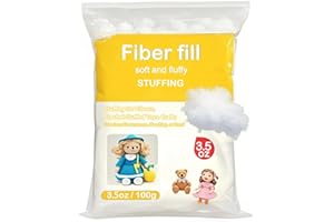 DROUNPHI 3.5oz Premium Polyester Fiberfill Stuffing for Stuffed Animals - Soft and Fluffy Fiber Filling Stuffing for Crafts Crochets Cushion Clouds, 3D No-Lump