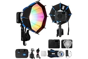 Amaran Ray 60c RGB LED Video Light, 60W Studio Photography Light with Octa Dome 30 Softbox, 1,800K-20,000K, IP54 Waterproof, 
