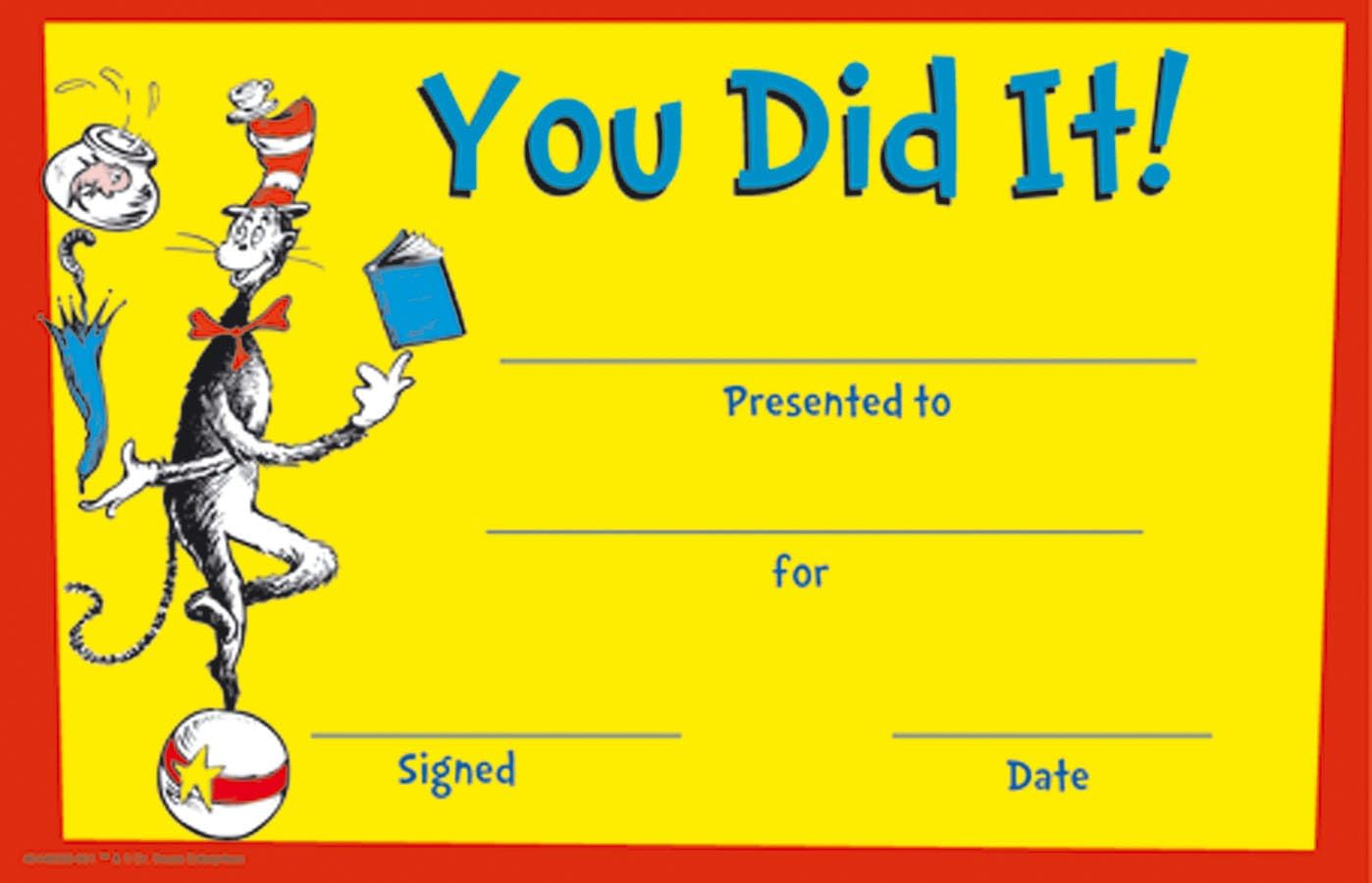 Eureka Cat in The Hat You Did It! Set of 36 Recognition Awards