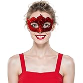 Dinwenddey Diamond Inlaid Masquerade Mask, Mysterious Dance Venice Ball Performance Crown Powder Coated Frosted Masks