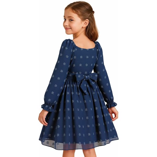 Abito a maniche lunghe fantasia bambina AVALANCHE/MULTICO | Petit Bateau