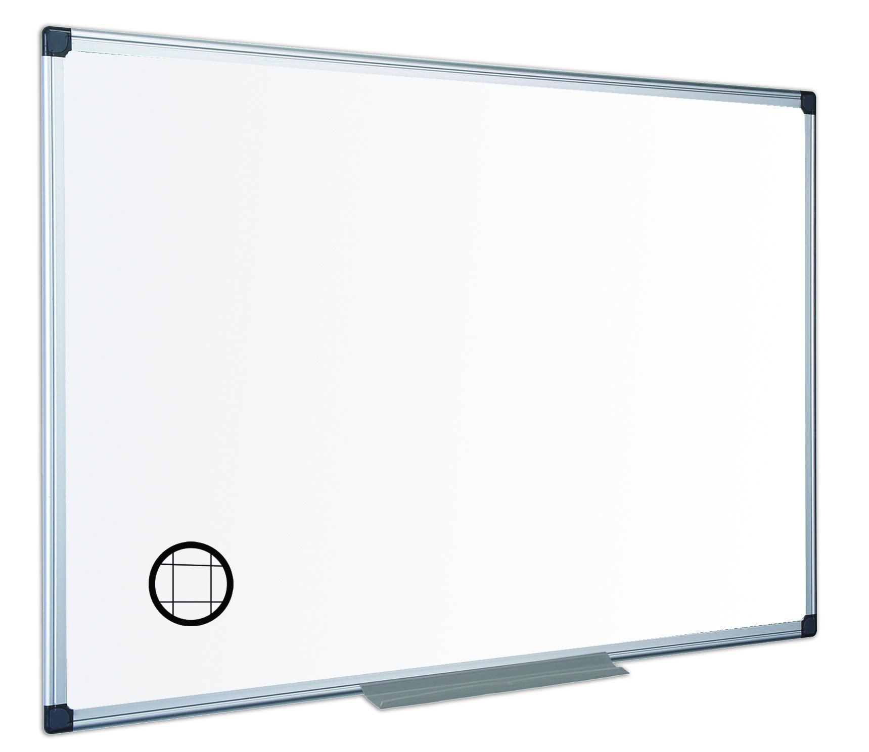 Bi-Office Whiteboard Maya, Two-Sided Melamine, Plain/Gridded, Aluminium Frame, 180 x 120 cm