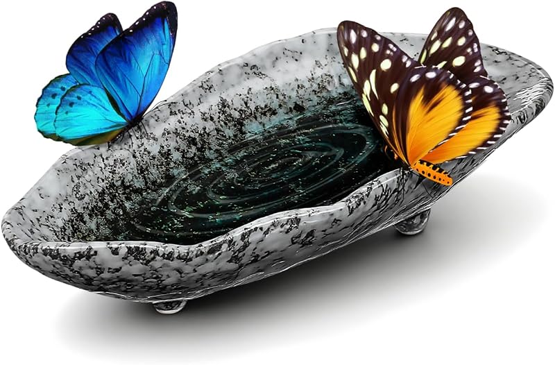 Milisten Ceramic Water Feeder Tray 8.27" Garden Bird Butterfly Bee Watering