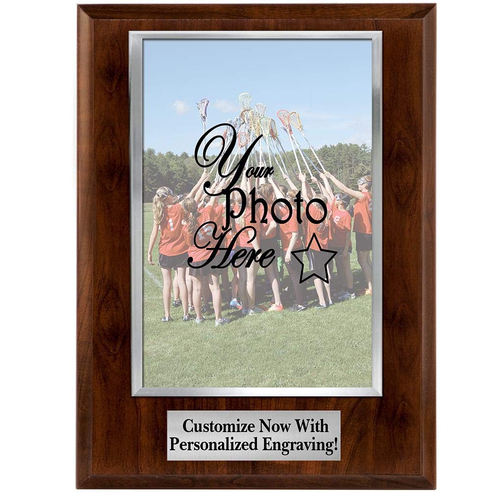 8x10 Vertical Photo Frame Plaque with Silver Photo Cover and Personalized Engraving Crown Awards