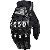 ILM Steel Knuckle Touchscreen Motorcycle BMX MX ATV MTB Motocross Dirt Bike Racing Downhill Tactical Gloves (L, Black) Model 