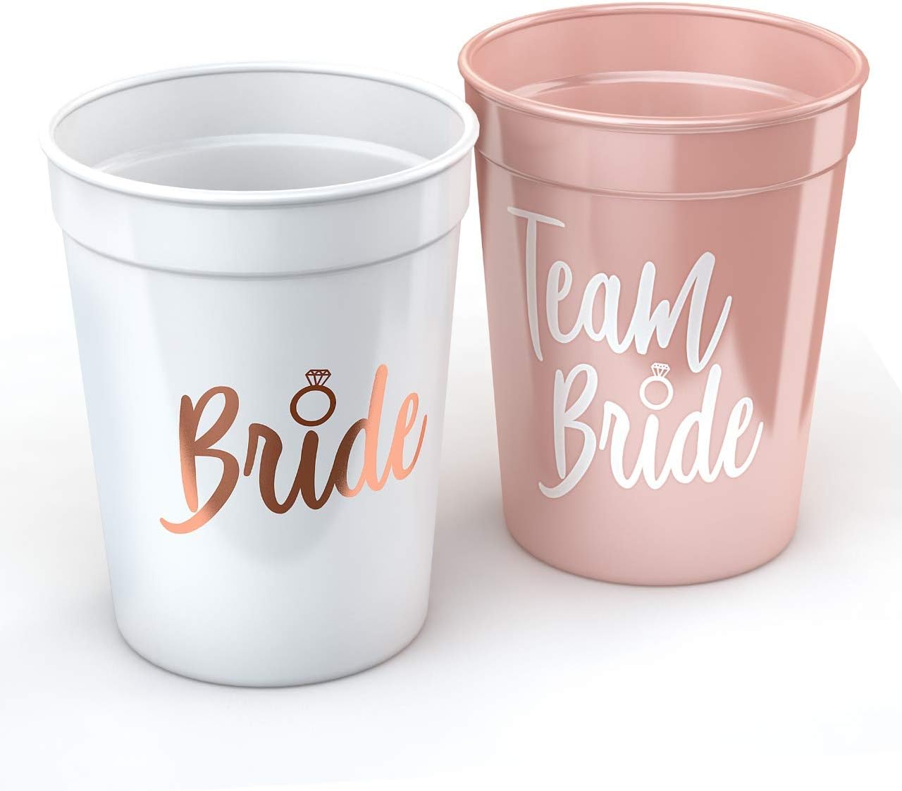 Bride & Team Bride Bachelorette Party Cups (11 Pack) - Bridal Shower Decorations & Party Supplies for The Bride Tribe - Rose Gold & White Eco-Friendly Drinking Cups for Wedding Showers (16 oz): Health & Personal Care