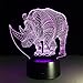 TRADE® 3D Visual Multicolor Gradient Acrylic Animal Rhino LED Touch USB Dual Purpose Base Bedside Illumination Night Light