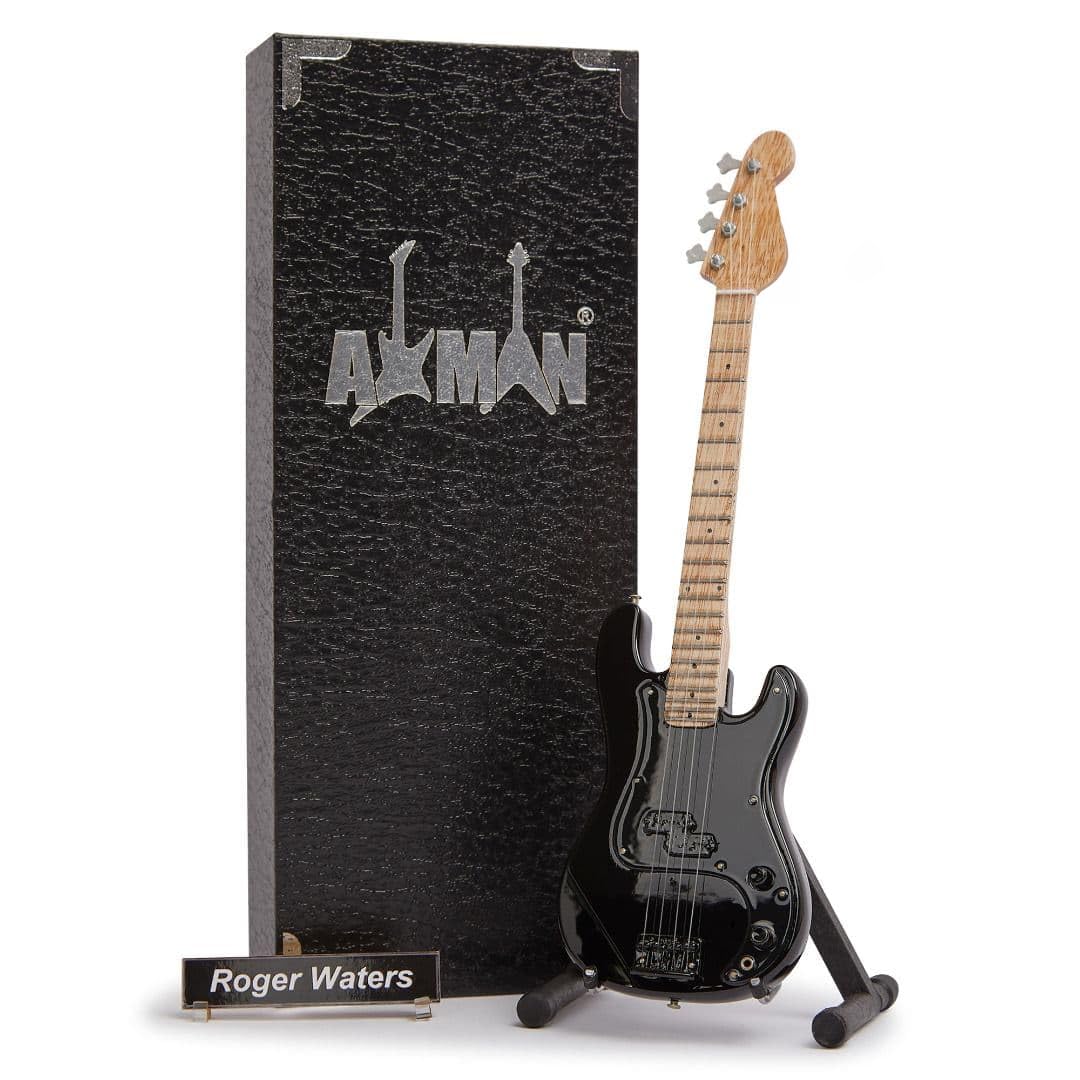 R Waters - Miniature Guitar Replica - Music Gifts - Handmade Ornamental 1/4 Scale - Includes a Display Box, Name Tag and Miniature Guitar Stand