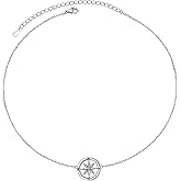Alphm S925 Sterling Silver Choker Short Dainty Adjustable Compass Pendant Necklac for Women Friendship Friend Graduation Gift Jewelry