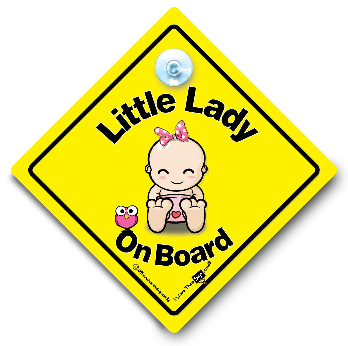 Little Lady On Board Car Sign, Baby on Board Sign Style Suction Cup Baby Sign
