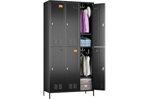 SUXXAN 6 Doors Employee Locker with 18 Hooks,Industries Double Tier Metal Locker for School Office Gym Home Employees Staff Sundries Room W35.43*D15.75*H72
