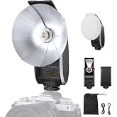Godox Lux Senior Retro Camera Flash kit with Diffuser, GN14 1700mAh 6000K&plusmn;200K CCT, Automatic &amp; Manual Modes 1/1-1/64 Flash Power, 28mm Focal Length Foldable for Canon Sony Nikon Fuji Olympus Cameras