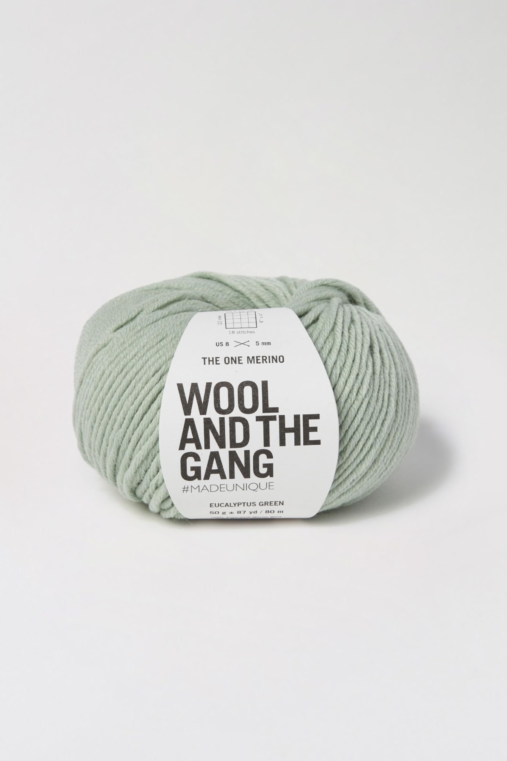 Wool and the Gang The One Merino, Euclayptus Green, 50g, Aran/Worsted