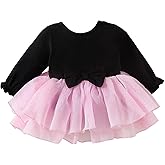 TENTIDE Baby Girl My Little Black Dress Romper Cotton Ruffle Long Sleeve Tutu Dress Birthday Party Fall Winter Clothes 0-24M