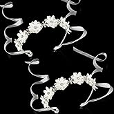 Syhood 2 Pcs Wedding Flower Girl Headpiece Accessory Rhinestone Pearl Flowers Headpieces Princess White Crystal Vine Crown Bridal Headband for Birthday Party First Communion Bridal Shower