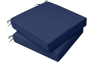 AAAAAcessories Outdoor Seat Cushions for Chairs, Waterproof, Fade-Resistant, 20" x 18" x 3", Patio Furniture Replacement Cushions, Set of 2, Navy Blue