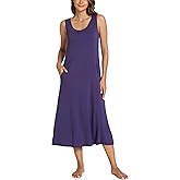 GYS Sleeveless Nightgowns for Women Soft Bamboo Viscose Night Shirts Tank Sleepwear with Pockets Long Sleep Dress