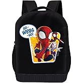Marvel Spiderman Miles Morales Backpack - Spidey and His Amazing Friends - Toddler Unisex Black 18" School Backpack