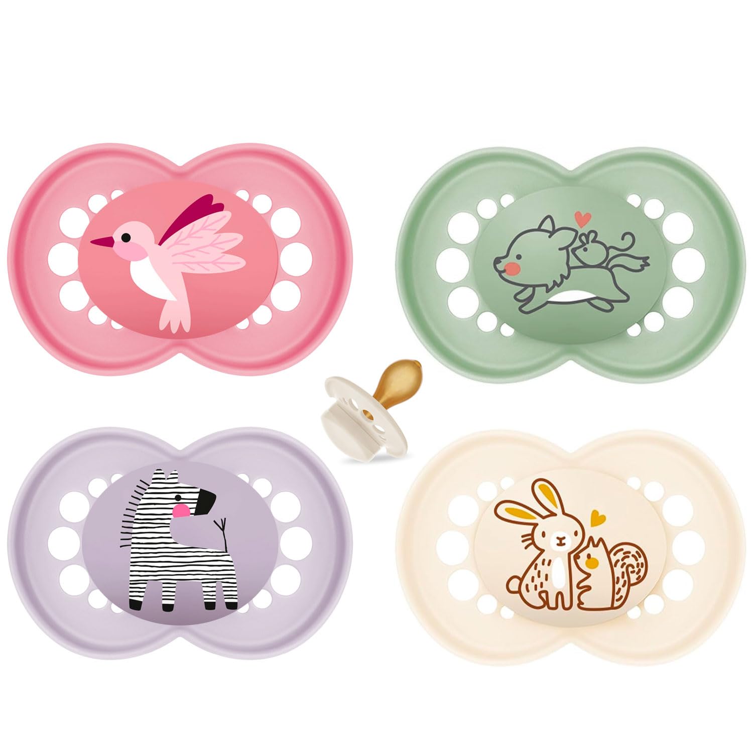 MAM Original Latex Soothers Dummies 16 + Flowers and Friends - pack of 4 with with 2 Sterilisable Travel Cases