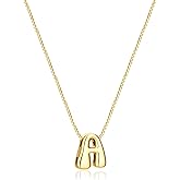 GoldGifts Bubble Gold Silver Initial Necklaces for Women,14K Gold Plated A-Z Initial Necklaces for Women, Chunky balloon letter name Pendant Necklace Fashion Jewelry Gifts