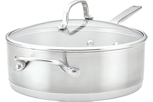KitchenAid - 3-Ply Base Brushed Stainless Steel Deep Saute Pan with Helper Handle and Lid (4.3L/4.5qt)