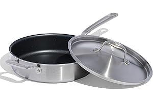 Made In Cookware - ProCoat 3.5 Quart Non Stick Saute Pan with Lid - 5 Ply Stainless Clad - Professional Cookware - Made in It