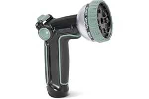 Amazon Basics 10 Spray Patterns Garden Hose Nozzle, One Size, 1-Pack, Black
