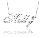 AOLO Holly Heart Name Necklace Silver Stainless