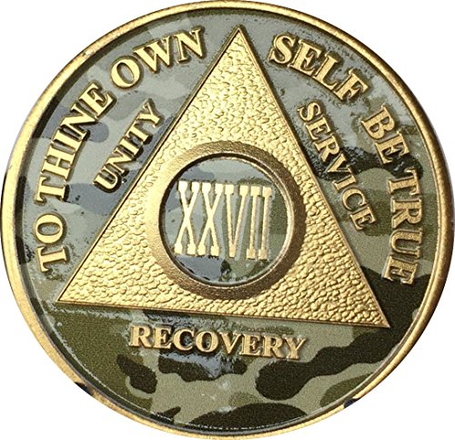 27 Year AA Medallion Camo Gold Plated Anniversary Chip Camouflage Color