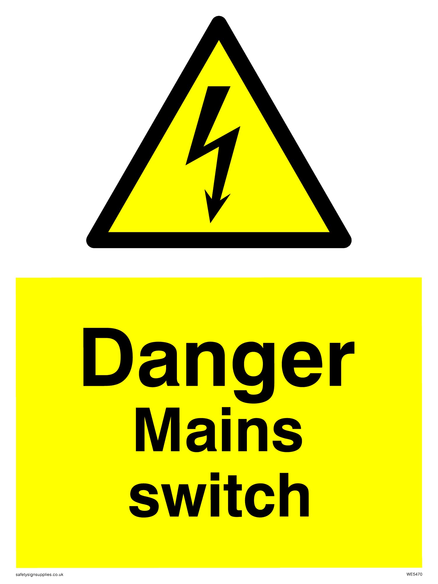 Pack of five - Danger Mains Switch Sign - 150x200mm - A5P
