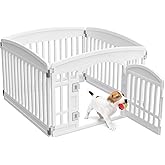 NEWBULIG Dog Playpen 4-Panel, 24IN Puppy Playpen, Stable Dog Play Pen Indoors/Outdoor with Secure Locking Door, Plastic Pet Fence for Small & Medium Dogs