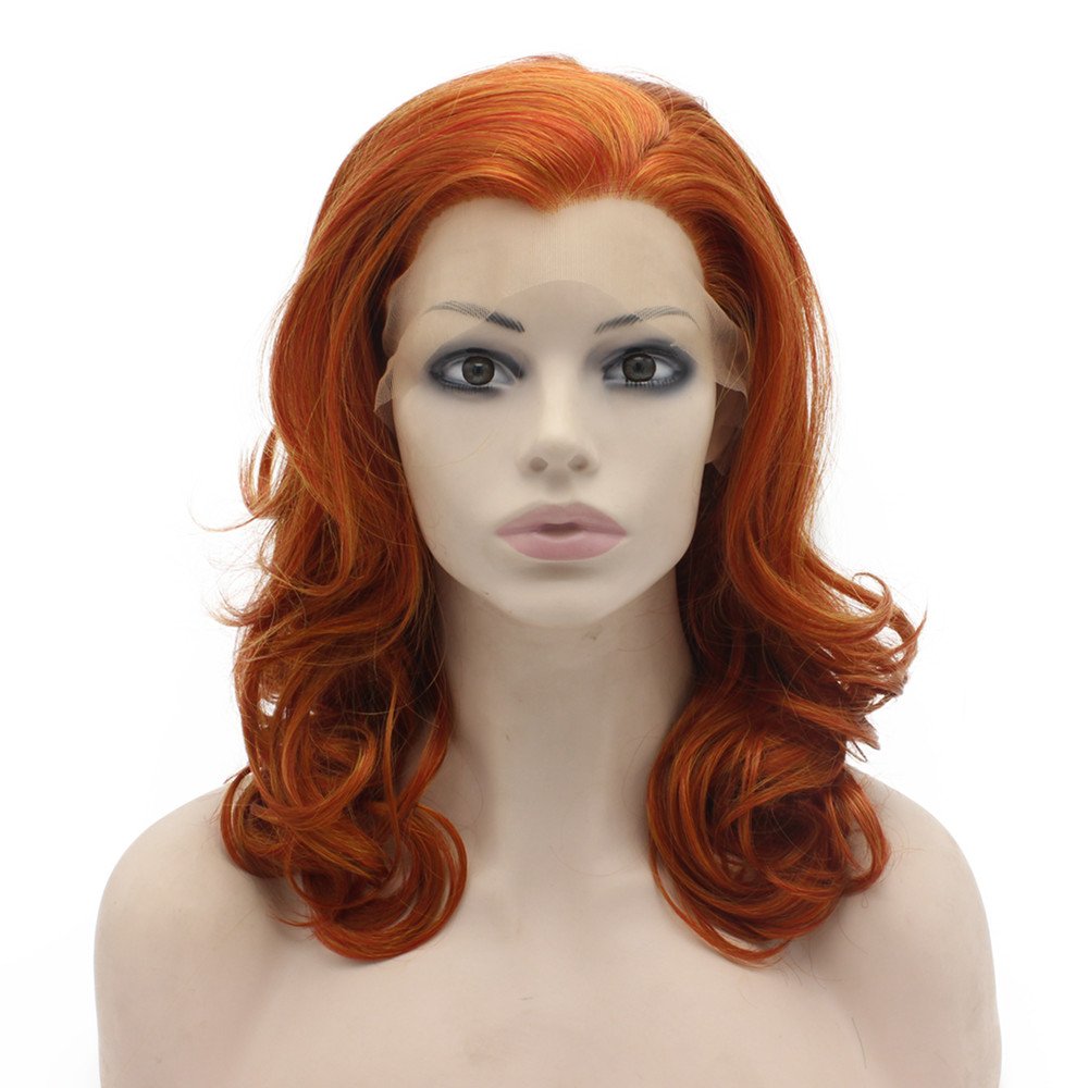 Iwona Medium Long Wavy Reddish Blonde Synthetic Hair Lace Front Wig Natural