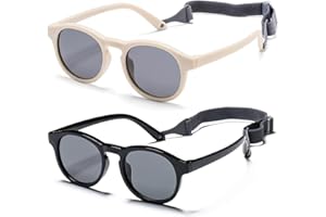 Baby Sunglasses, 2PCS Toddler Sunglasses with Strap Kids Polarized Glasses, Infant Sunglasses for 0-24 Months Soft Frame Safe