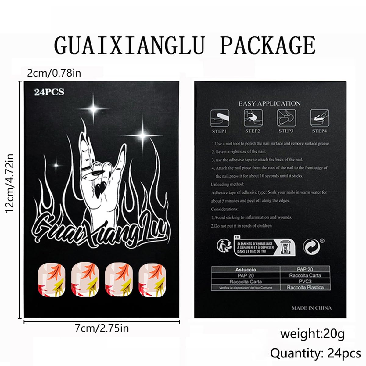 Fall Short Square French Tip Press on Nails with Leaves Design,Glossy Maple Leaf False Nails Glue on Nails,Autumn Winter Manicure Art Acrylic White Stick on Nails Fake Nail Tips for Women Thanksgiving - Image 7