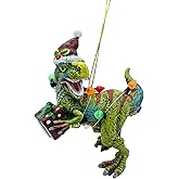 Dinosaur Christmas Tree Ornament T Rex Covered in Lights for Kids