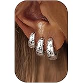 14K Gold Plated Hoop Earrings Set for Women - 3Pairs Chunky 14K Gold Plated Silver Huggie Earrings Small Earrings Lightweight Hypoallergenic MultiColored CZ Hoop Earrings Stacks for Multiple Piercing