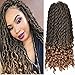 FQNing 14inch 8packs Goddess Locs Crochet Hair Light Weight Soft Wavy Curly Ombre Faux Locs Synthetic Brading hair extensions #1B/27