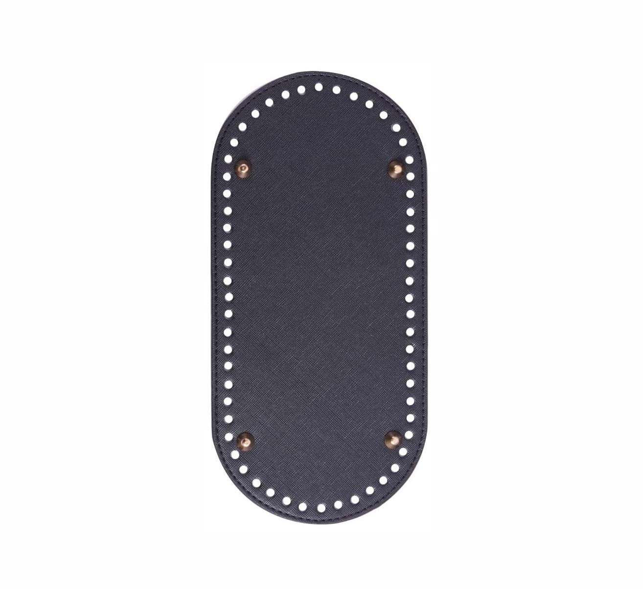 VOANZO PU Leather Oval Long Knitting Crochet Bags Nail Bottom Shaper Pad Bag Cushion Base with Holes Handbag DIY Shoulder Bags Accessories (Black)